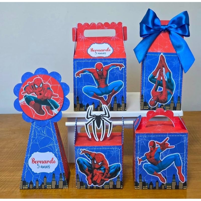 Kit Caixinhas Personalizadas Homem Aranha/SEMI MONTADAS/Lembrancinhas Para Aniversário/Festa Infantil Homem Aranha