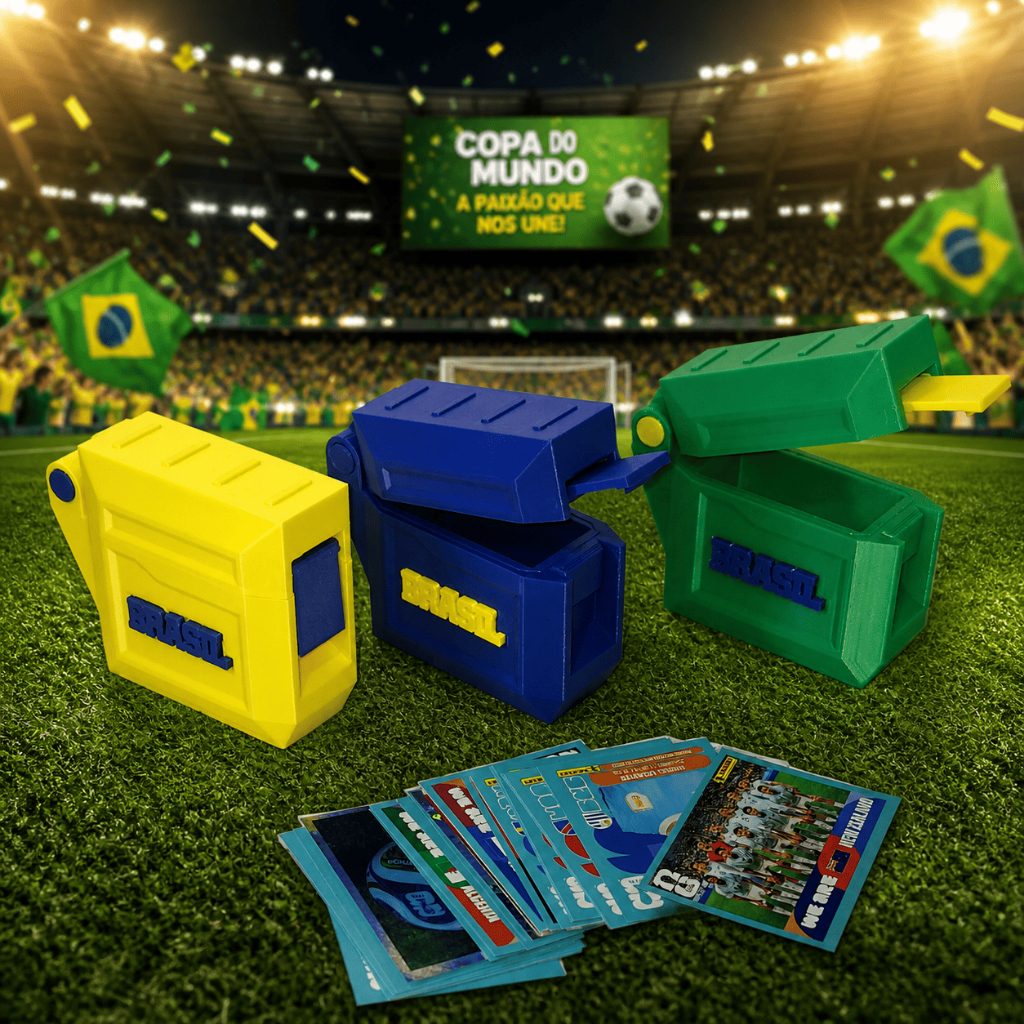Caixa Porta Figurinhas Copa do Mundo Brasil Organizador de Cards Futebol Colecionador |Seleção Brasileira |time| Torcida