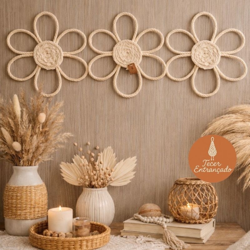 TRIO PURAS decoração de parede rústica, decoração casa, decoração boho, enfeite sisal.