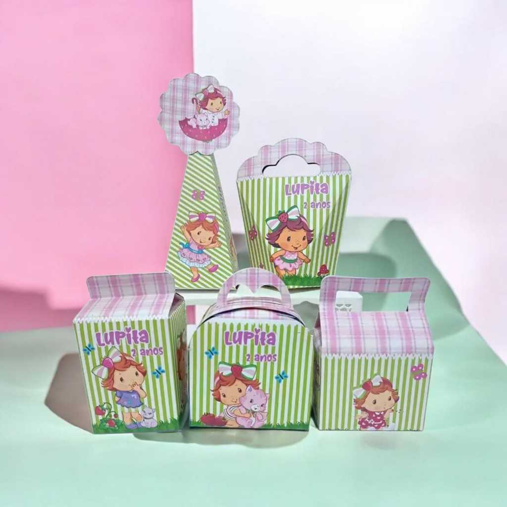 Kit Caixinhas personalizadas Moranguinho Baby Cuty Festa Aniversário Lembrancinhas Personalizados