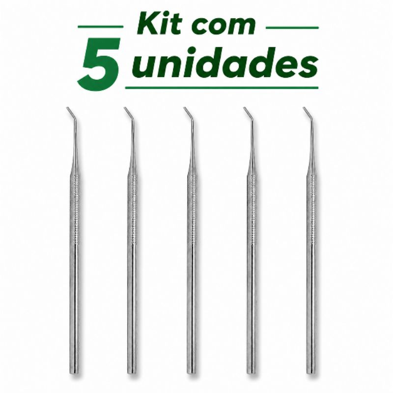 Kit 5 Instrumento de Precisão Estilete Nº245 Aço Inox Profissional Manicure Pedicure Uso Técnico