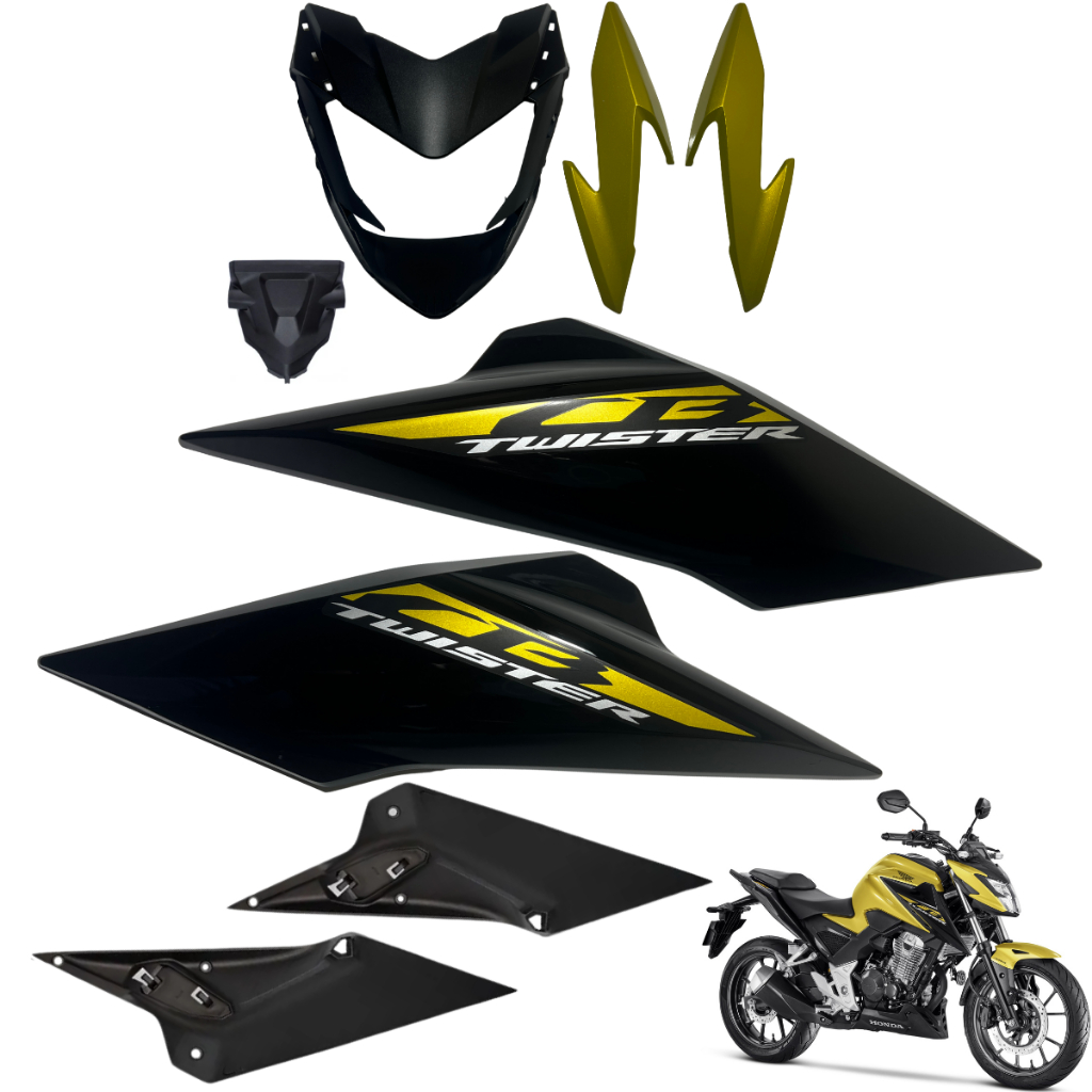 Kit Carenagem Asa Cb300F Twister 2023 2026 Aba Tanque Máscara Frontal Capa Painel Frontal Bananinha