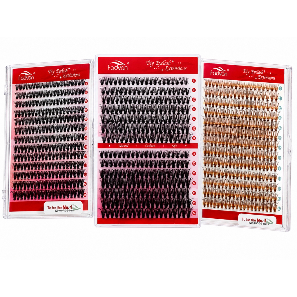 Cílios Fadvan Tufos Volume Russo Original 30/40p Preto ou Marrom 0.07D 9-14 MIX