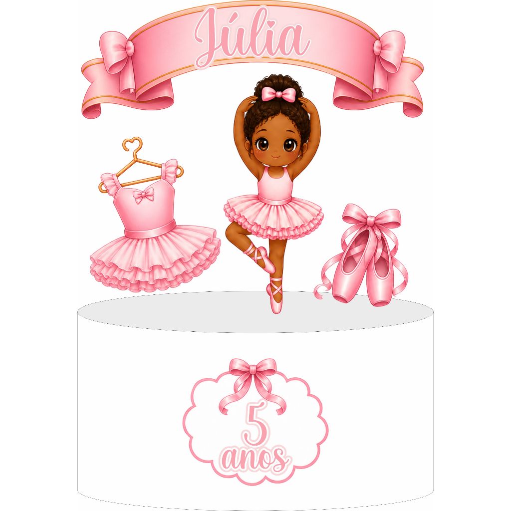 Topo de bolo Bailarina personalizado menina topper de bolo bailarina aniversário mêsversário