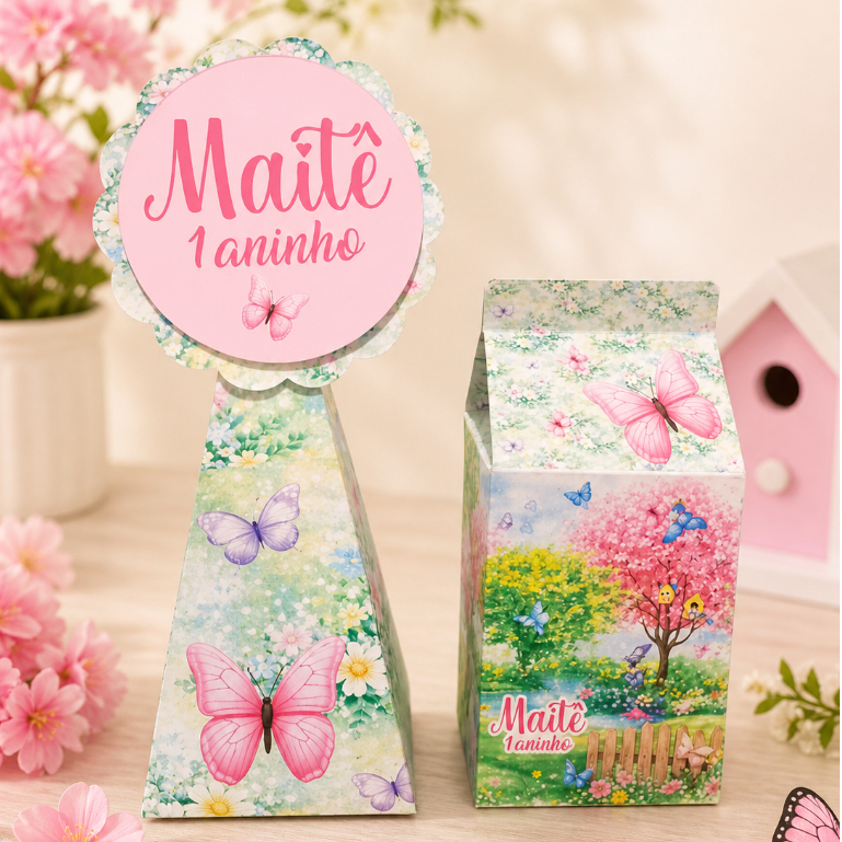 Kit Festa Jardim Encantado das Bosboletas Personalizado PEGUE E MONTE - Caixinhas Lembrancinhas  - Decoração Aniversário