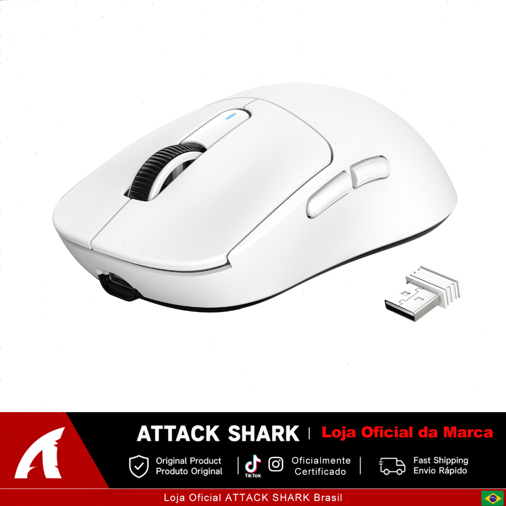 ATTACK SHARK X3 Mouse Gamer Sem Fio 49g PAW3395 26K DPI 200h Programável