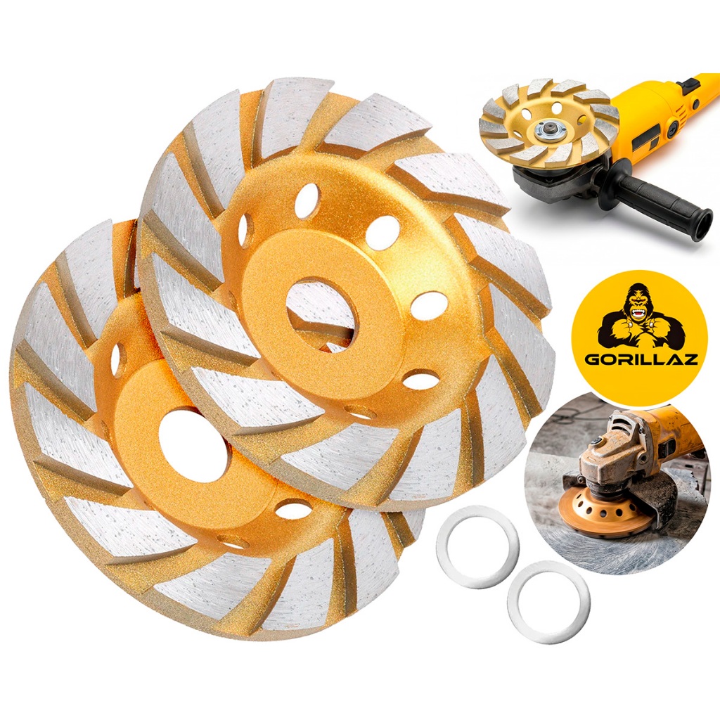 Kit 2 Discos Rebolo 4 Pol. Desbaste Concreto Diamantado 100mm Turbo Para Esmerilhadeiras