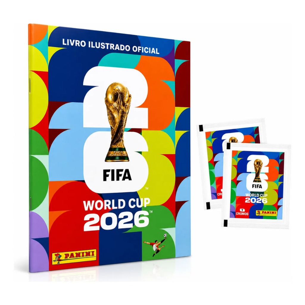 Álbum Copa Do Mundo Fifa 2026 Capa Brochura + 2 Pacotes 14 Figurinhas
