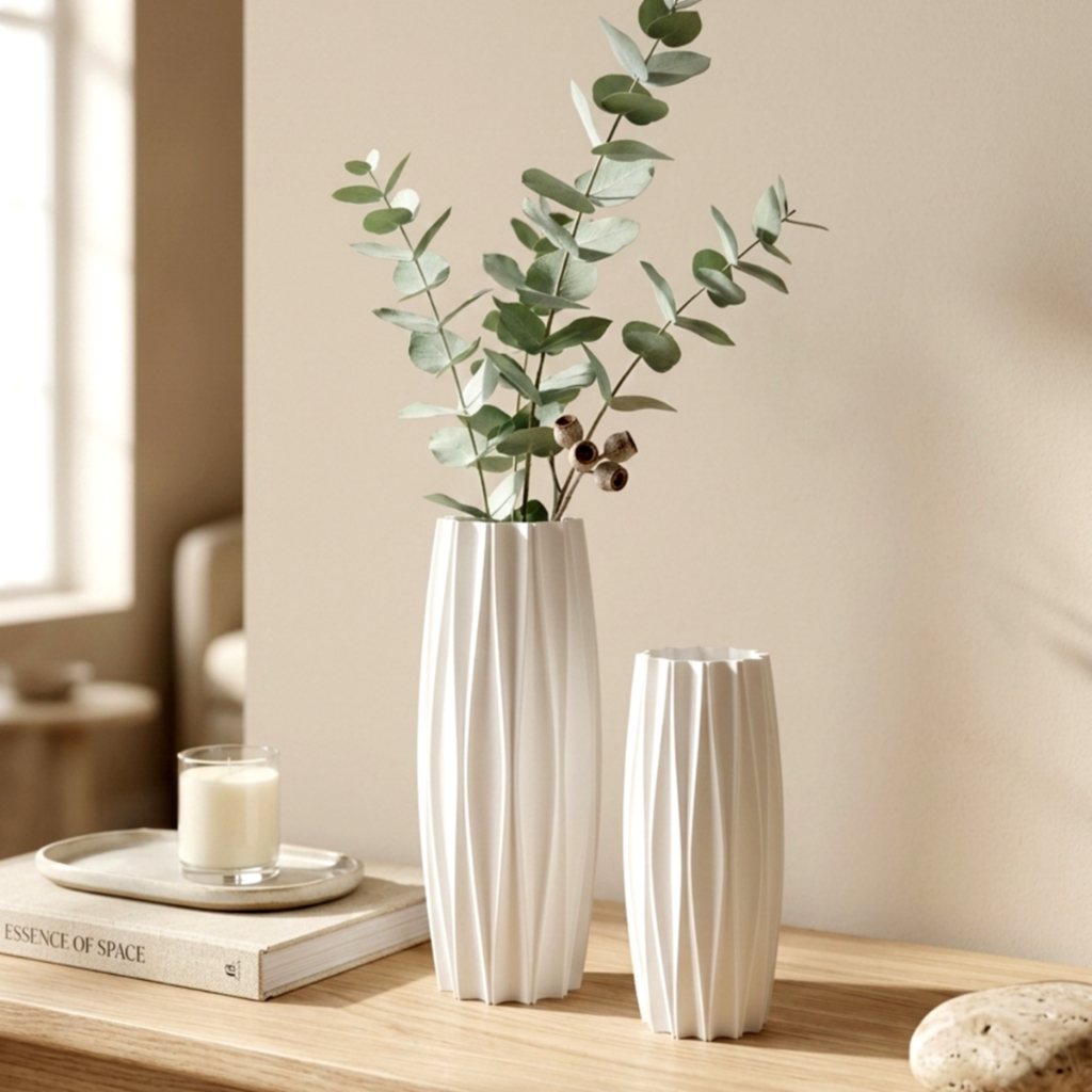 Kit 2 Vasos Decorativos Modernos Minimalistas – Decoração Elegante Sala Mesa Aparador Centro Luxo Design Clean