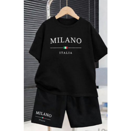 Conjunto Infantil Básico Estiloso – Camiseta Milano + Short Estampado Confortável