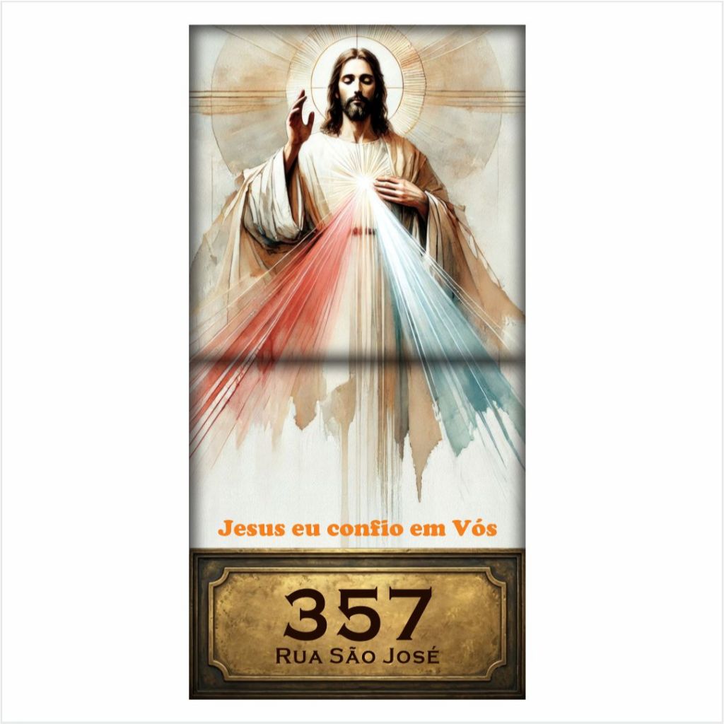 Azulejo Religioso Personalizado Número Casa Endereço Frase 2 Peças Placa Residencial Decorativa Mod8