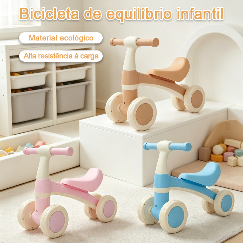 Bicicleta de Equilíbrio Infantil Sem Pedal Andador 4 Rodas Bebê Criança Motocicleta Toys
