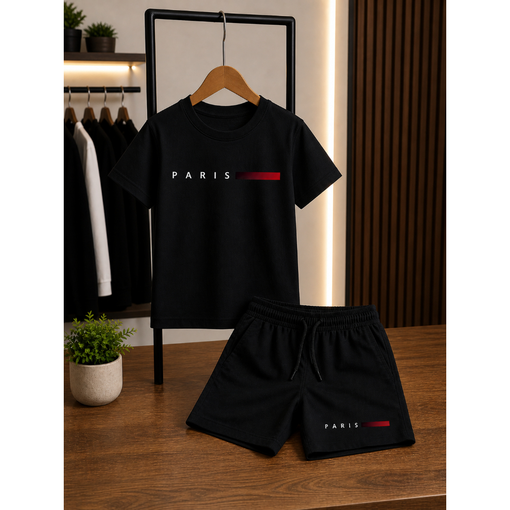 Conjunto Infantil Básico Estiloso – Camiseta + Short Estampado Confortável