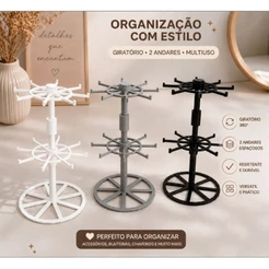 Suporte Expositor Porta Chaveiros Giratório De Mesa Display Com Base Estável 2 Niveis