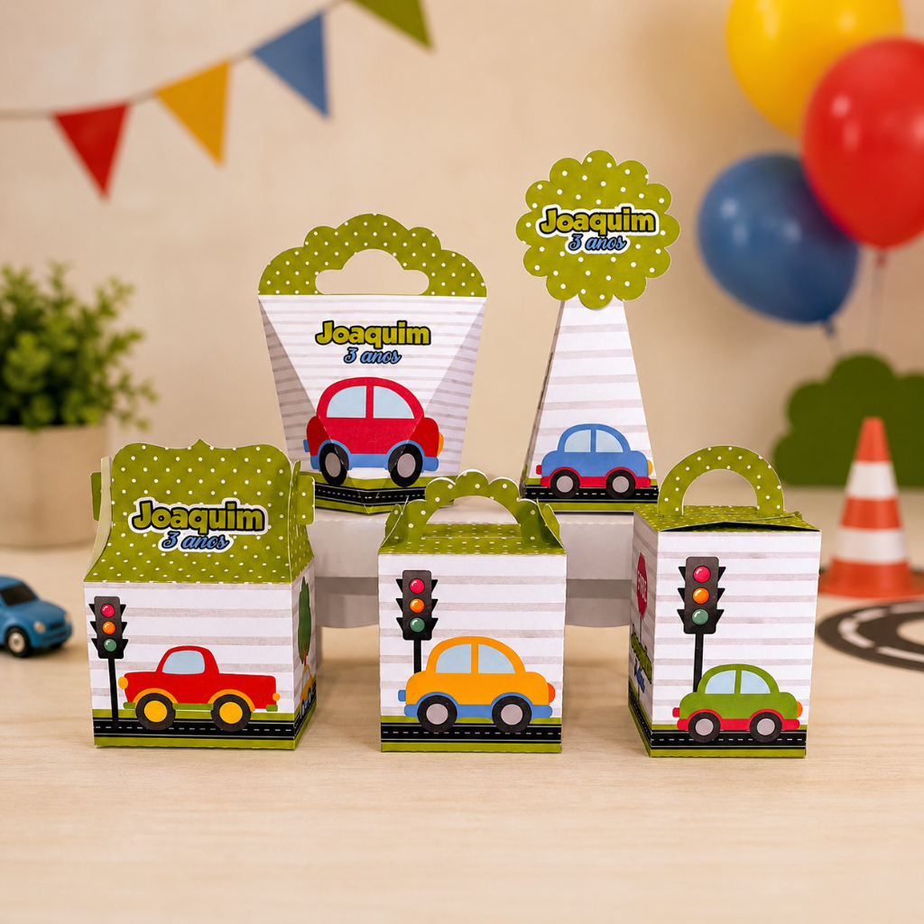 ENVIO RÁPIDO Kit Caixinhas Personalizadas Carrinhos - Lembrancinhas para Aniversário - SEMI MONTADOS