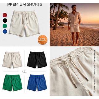 Short Masculino em Linho Bermuda premium