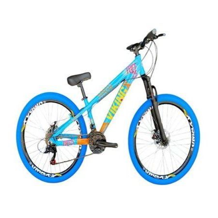 Bicicleta VikingX Tuff25 21V Freio a Disco Pneu Azul - Azul Laranja