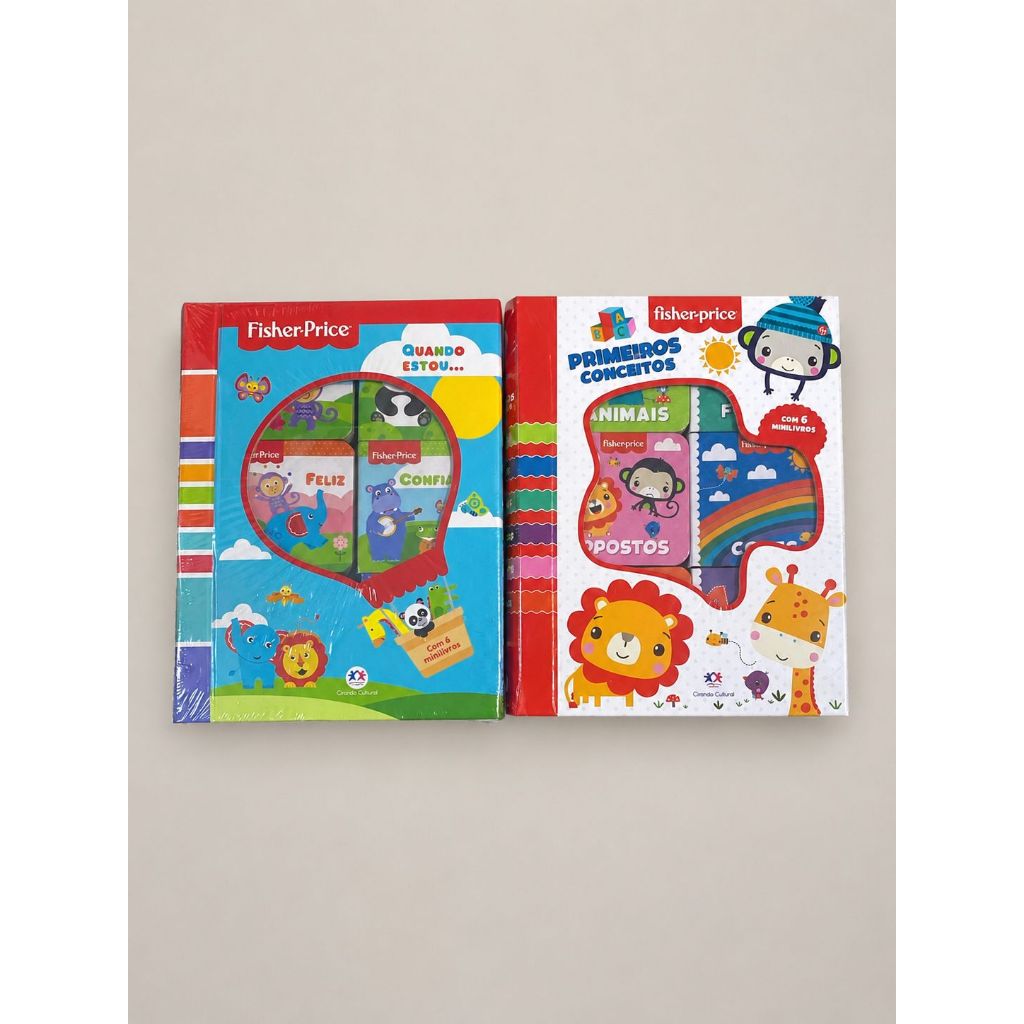 Box De Livros Fisher Price C/ 6 Mini Livros Infantil Primeiros Conceitos Novo - ENVIO IMEDIATO -
