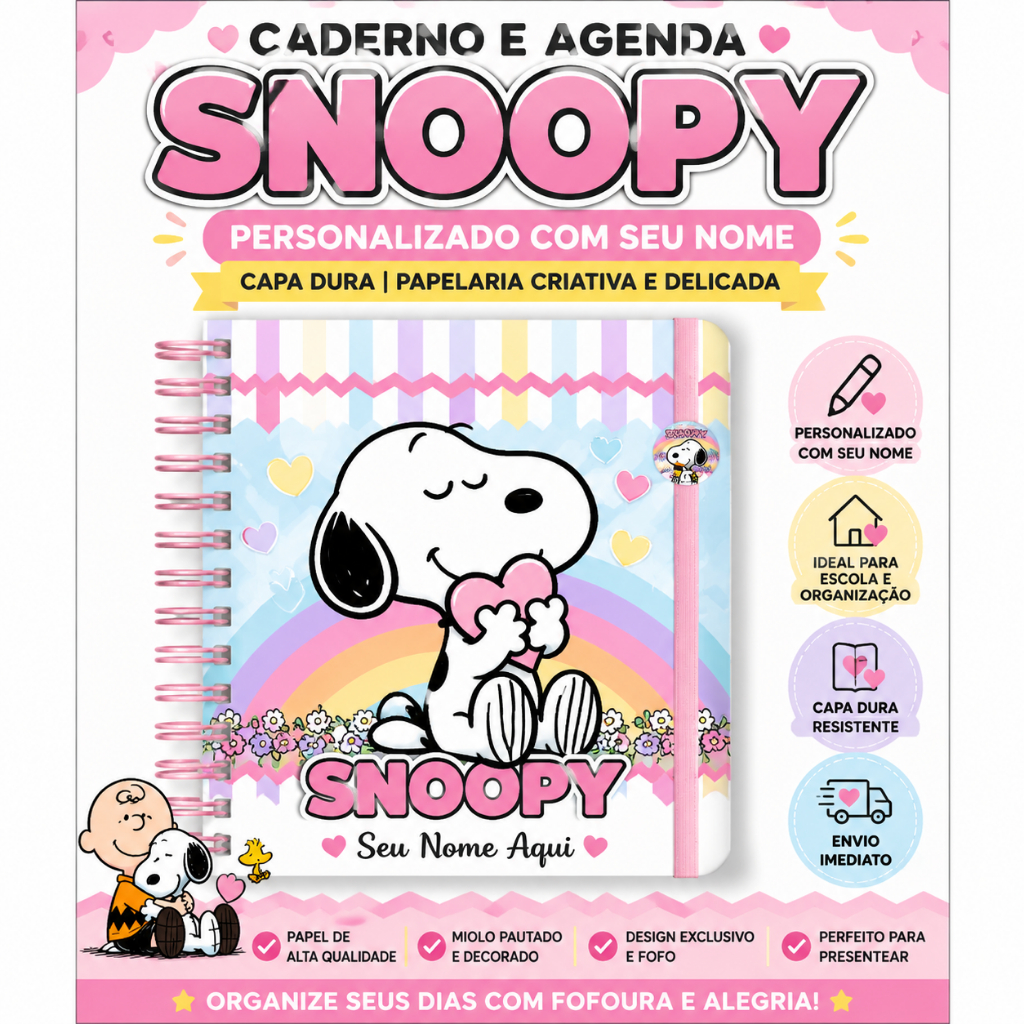 CADERNO E AGENDA CACHORRINHO FOFO PERSONALIZADO COM NOME – CAPA DURA | PAPELARIA CRIATIVA E DELICADA