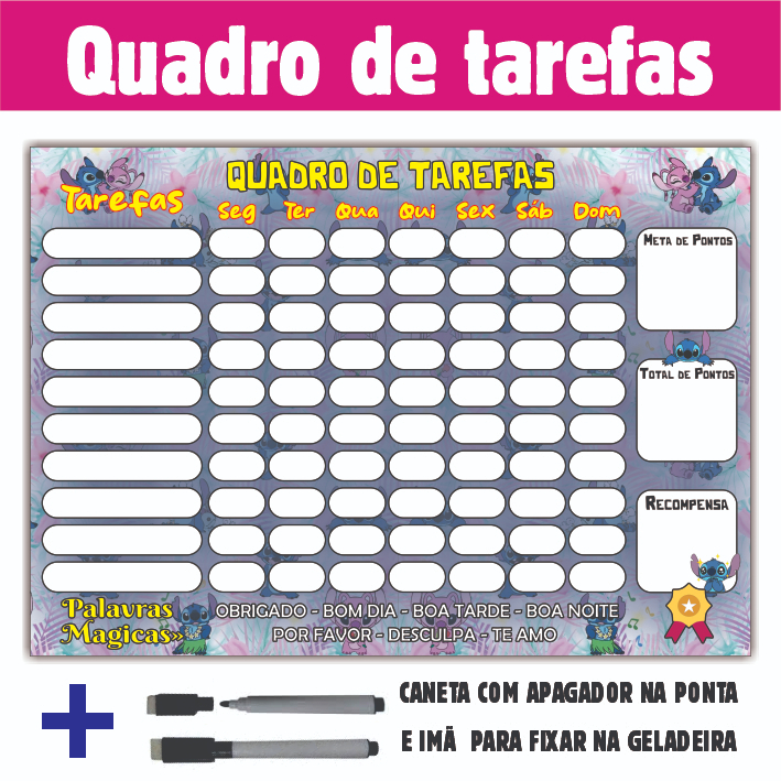 Quadro de Rotina Infantil Quadro de tarefas diárias Infantil Quadro de Tarefas Diária com Ima