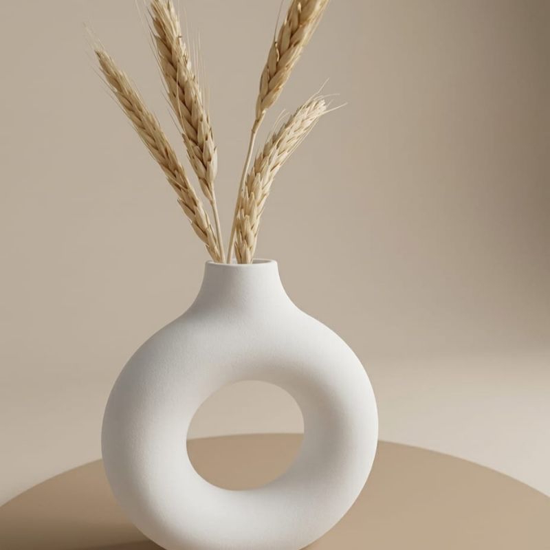 Vasinho Decorativo de Gesso Premium Decorar Sala, Escritório, lavabo não acompanha flor e trigo