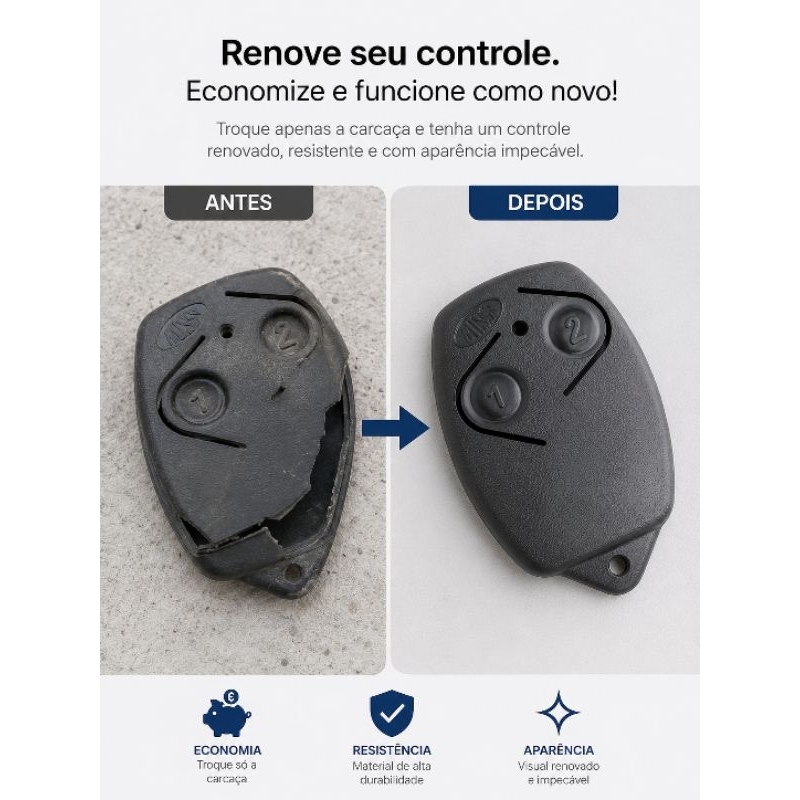 Capa Carcaça de reposição para Controle Portão Eletrônico Rossi