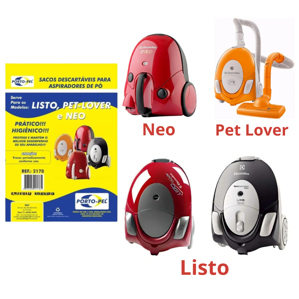 Saco de Aspirador de Pó Listo, Pet Lover e Neo 2178