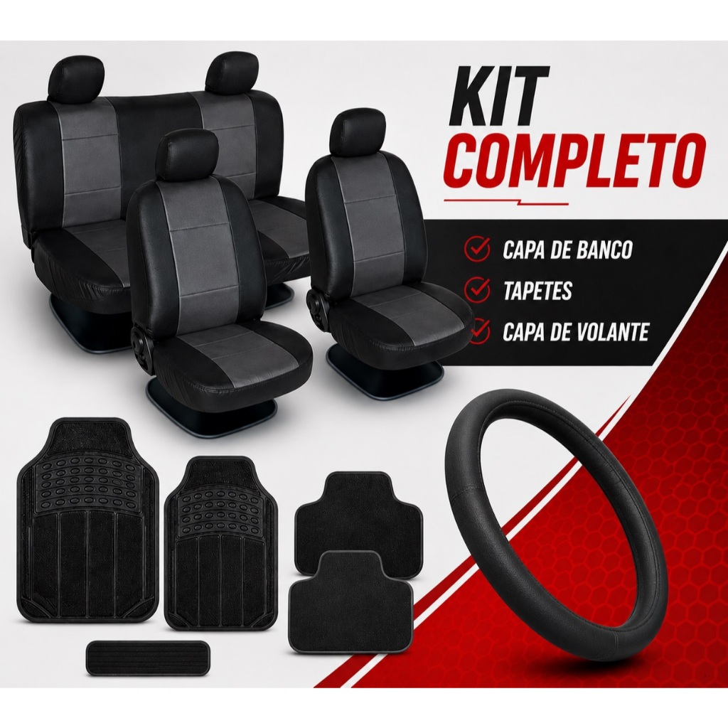 Kit Capa Banco Fiat Uno Palio Siena Strada Punto Argo Cronos Pulse Tapetes 5 peças Capa De Volante