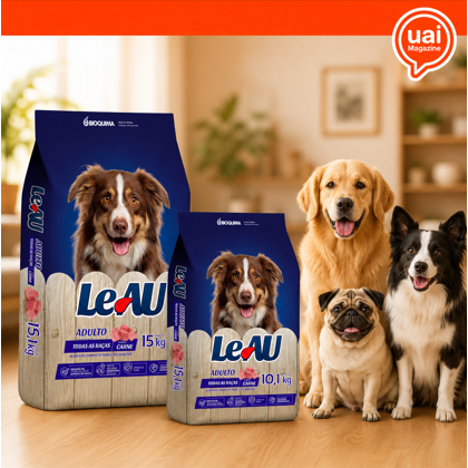 Ração Cachorro Adulto 10Kg e 15Kg Leau Dog Todas As Raças Carne