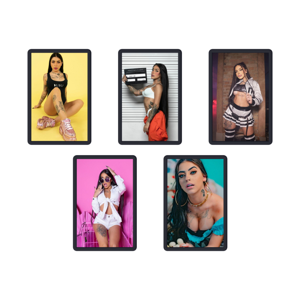 Kit 05 Quadros Musica Funk MC Mirella Com moldura 30X20cm para decoração e coleção