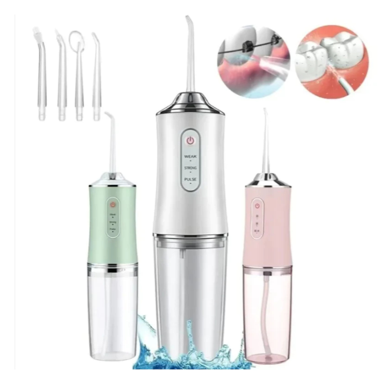 Irrigador Dental Portátil Recarregável USB com 4 Bicos – Limpeza Bucal Profunda