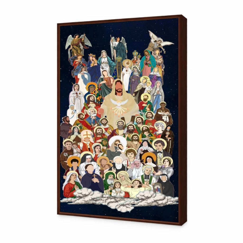 Quadro Religioso Santos Católicos Jesus Maria Emoldurado 60x40