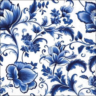 Guardanapo para Decoupage Cod33 - Kit com 02 Unidades Iguais - Guardanapo para Artesanato em madeira, MDF. Floral Azul