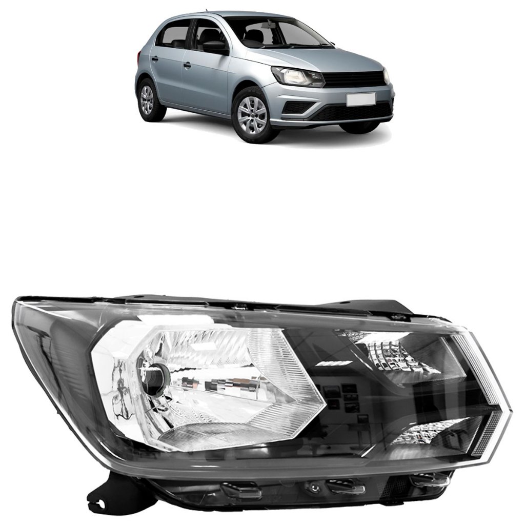 Farol Dianteiro Gol G8 2018 2019 2020 Máscara Negra Foco Simples Carcaça Preta
