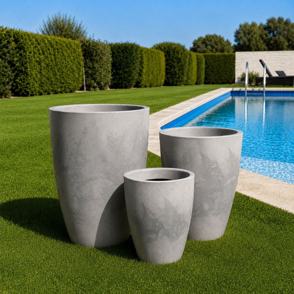 Kit 3 Vasos Coluna Lisa Marmorizada – Elegância e Resistência para seu Jardim — imagem 2 de 2