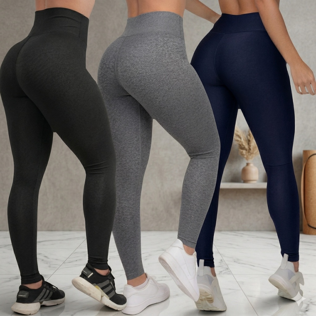 Calça Legging Feminina Empina Bumbum Não Fica Transparente Academia Cintura Alta Costura Reforçada