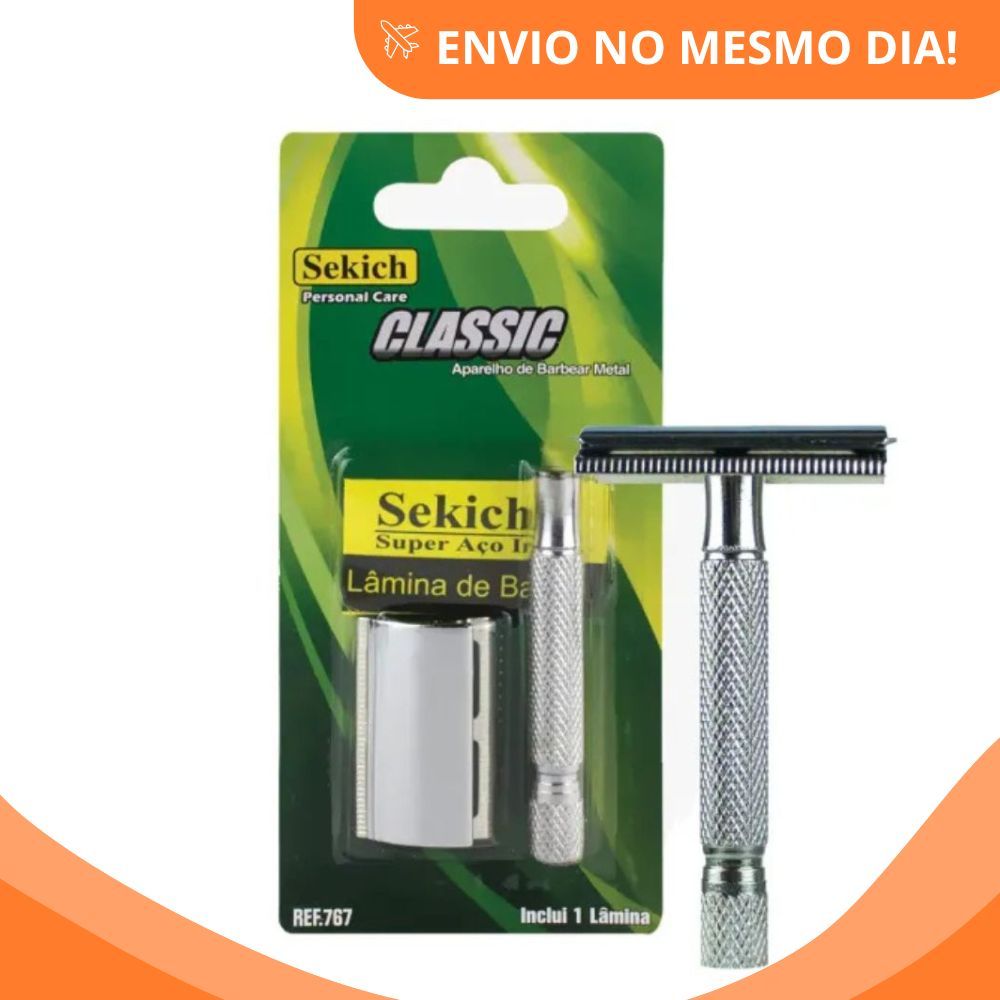 Barbeador Europeu Retrô Clássico De Metal Navalha + Lamina Profissional Manual Para Depilação