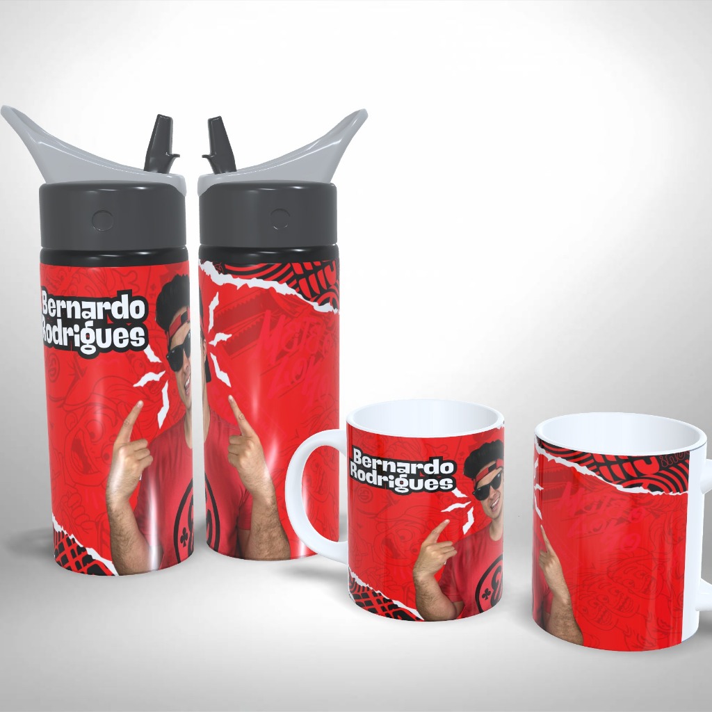 Kit Caneca + Squeeze Enaldinho Youtuber Personalizada Alumínio Cerâmica Infantil Escolar