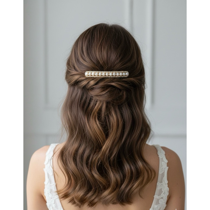 Pente de noiva Enfeite de cabelo para penteados de convidadas Adorno cabelo mãe da noiva Travessa para coque Alfinetes