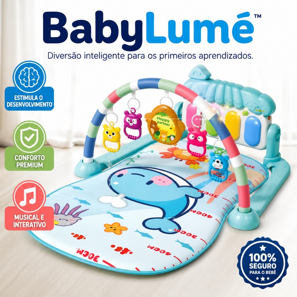 BabyLumé™ Tapete Sensorial Montessori Bebê Musical Educativo Piano Infantil