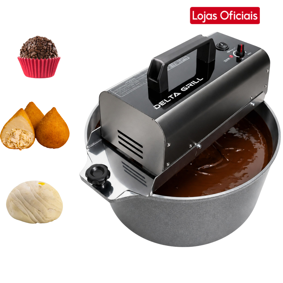 Panela Misturadora Doces E Salgados Delta Grill 10L Preta 120W (Bivolt) Com Controle De Velocidade