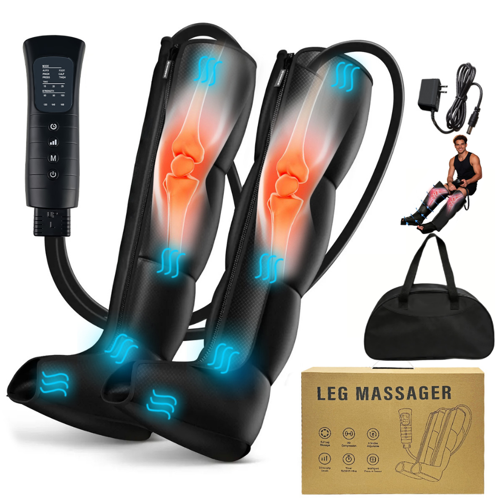 Botas Compressão De Ar Massageador Elétrico Para Pés Pernas 6 Modos 6 Força Para Massagem E Circulação Alívio Dores