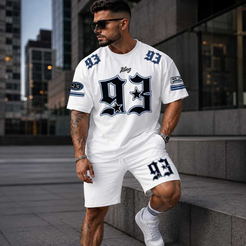 Conjunto Streetwear 93 King Oversized Camiseta Bermuda Roupa Masculina Premium Moda Urbana