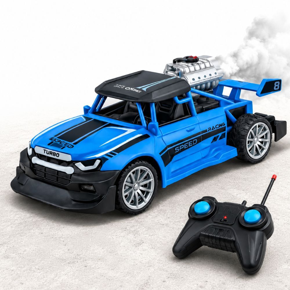 Carrinho Controle Remoto Racing Speed - Solta Fumaça Turbo Anatel 4 Movimentos + Pilhas Gratis