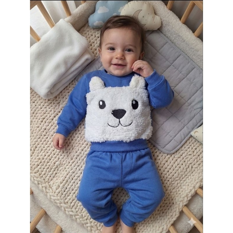 Conjunto Infantil Moletom Flanelado WRK - Ursinho Peluciado - Tamanho M