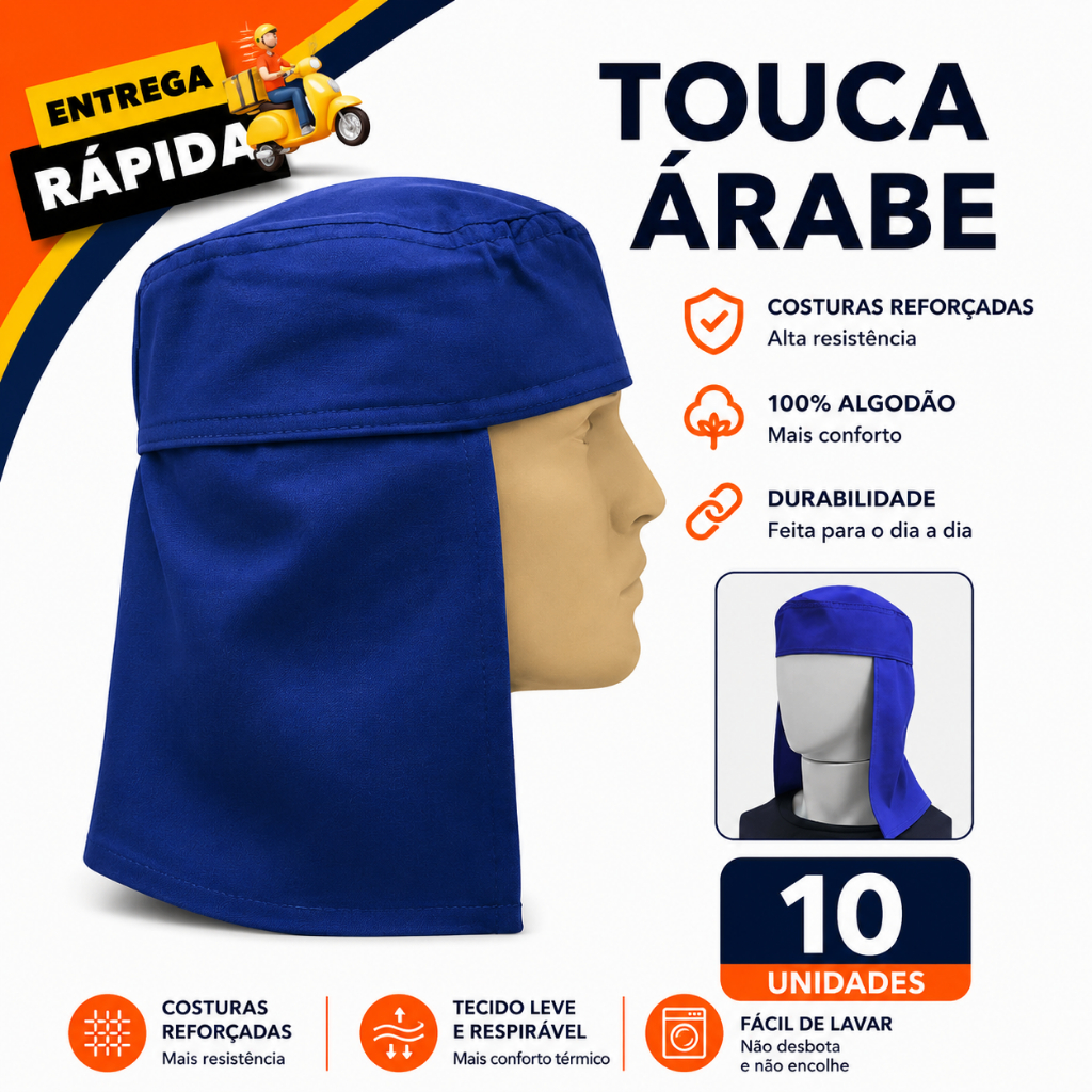 Kit 10 Capuz Toucas Soldador Árabe Brim Proteção Ao Sol Solda Pedreiro Agricultor Resistente