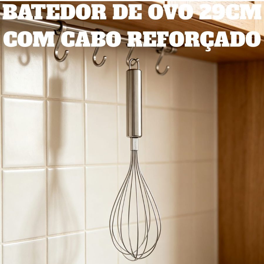Batedor De Ovo Massas 29cm De Aço Inox Manual Mixer Profissional Multiuso Para Cozinha 6 fios Utensilio De Cozinha