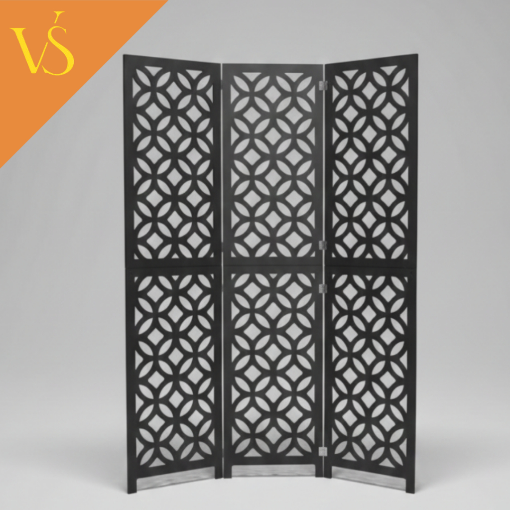 Painel Bogodó Biombo Para Decoração Divisória De Ambientes Em MDF Reforçado 6MM Preto