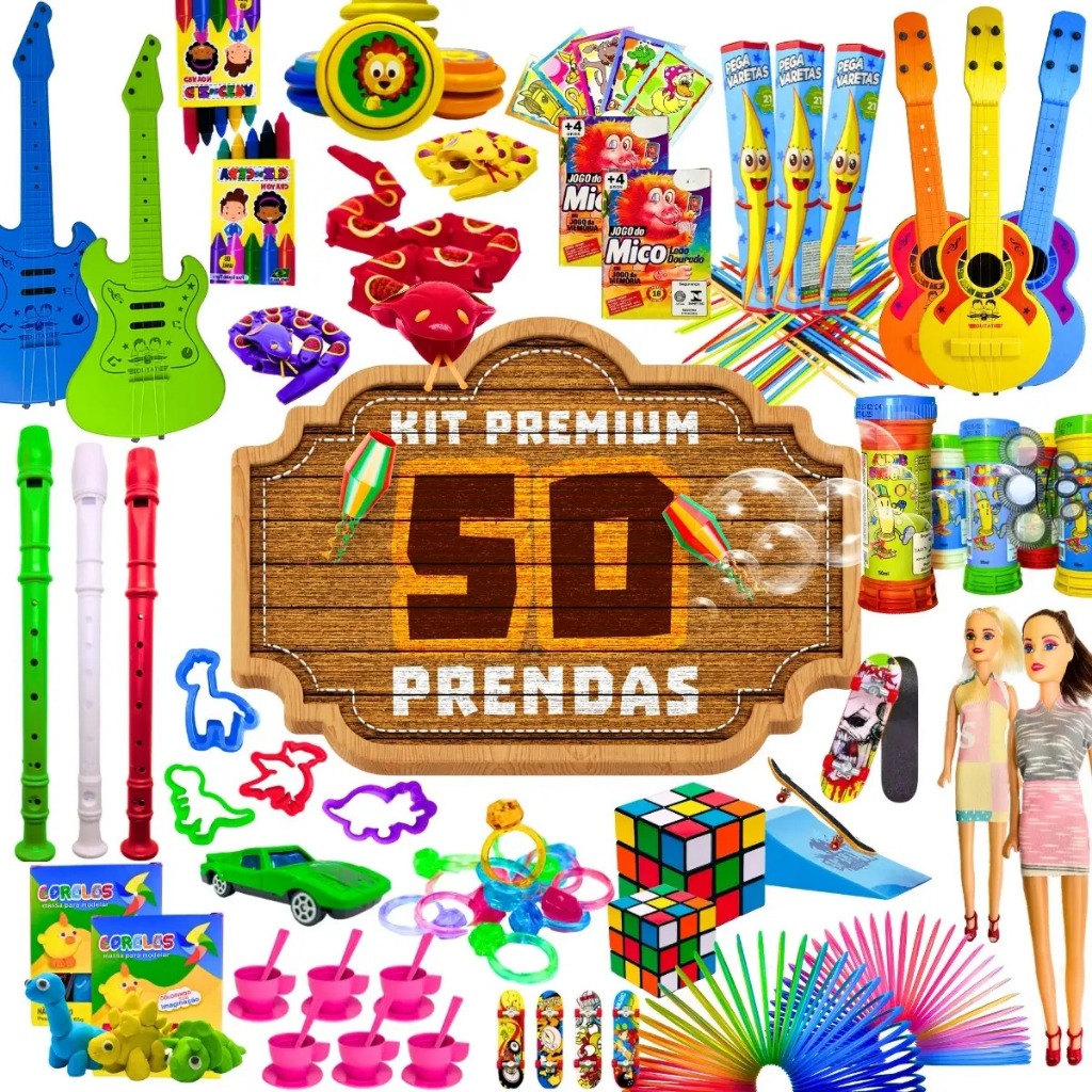 Kit 50 Prendas Juninas Premium Festa São João Brinquedinho Doação Igreja Bingo Criança