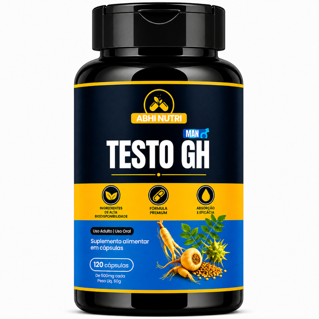 TestoGH man Pré Hormonal 120 cápsulas 500mg Original Abhi Nutri